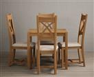 York 80cm Solid Oak Dining Table With 4 Light Grey X Back Chairs