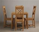 York 80cm Solid Oak Dining Table With 4 Blue X Back Chairs