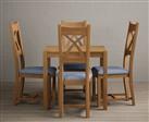 York 80cm Solid Oak Dining Table With 4 Brown X Back Chairs