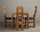 York 80cm Solid Oak Dining Table With 4 Linen Flow Back Chairs