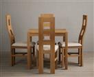 York 80cm Solid Oak Dining Table With 4 Linen Flow Back Chairs