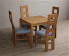 York 80cm Solid Oak Dining Table With 4 Brown Flow Back Chairs