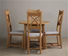 Extending York 90cm Solid Oak Dining Table With 4 Blue X Back Chairs