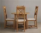 Extending York 90cm Solid Oak Dining Table With 4 Blue X Back Chairs