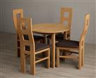 Extending York 90cm Solid Oak Dining Table With 4 Charcoal Grey Flow Back Chairs