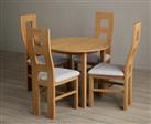 Extending York 90cm Solid Oak Dining Table With 4 Oak Flow Back Chairs