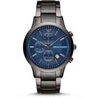 NEW ARMANI MENS CHRONOGRAPH WATCH AR11215 BLUE DIAL GUNMETAL STRAP, COA