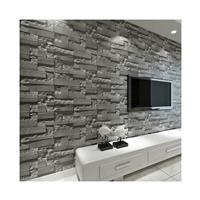 Modern Stacked 3D Stone Wallpaper Roll Grey Charcoal Brick Slate Wall Effect 10M