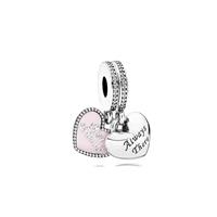 New Genuine Silver Pandora Best Friends Love Hearts Dangle Pair Charm 791950CZ