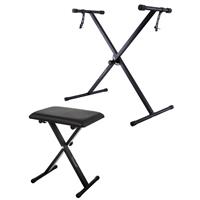 (Single Brace Stand + Chair) Piano Keyboard Stand Chair Stool