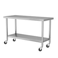150x60x80CM Stainless Steel Working Table with Wheels