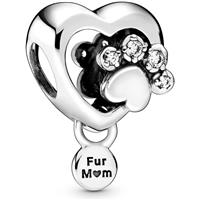 Pandora Moments Women's Sterling Silver Sparkling Paw Print & Heart Bracelet Charm