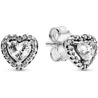 Pandora Jewelry Elevated Heart Stud Cubic Zirconia Earrings in Sterling Silver