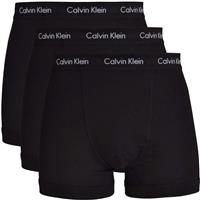 (M) Calvin Klein 3 Pack Cotton Stretch - Normal Rise Trunks ( Black / Black Waistband )