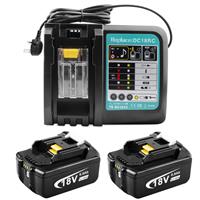 (2xBattery & 1xCharger) Makita 18V Power Source Kit with 6.0 Ah BL1850B Battery + DC18RC Charger DC18RC BL1850B