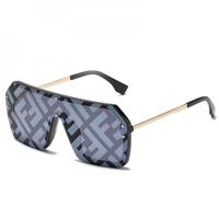 New Large Frame Trend Letter Sunglasses Personality Conjoined Watermark Lens Men And Women Fashion All-match Sunglasses