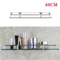 (40CM) Tempered Glass 6MM Thick Storage Organizer Bathroom Wall Mounted Shower Shelf