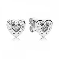 Pandora Silver Signature Heart Stud Earrings 297382CZ