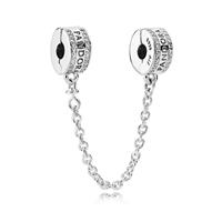 Pandora Silver Pandora Logo Safety Chain Clip Charm 5cm Long 792057CZ