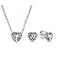 Pandora Silver Elevated Heart Gift Set Necklace & Matching Earrings