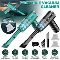 (Black) 29000pa Powerful Car Vacuum Cleaner Wet Dry Cordless Strong Suction Handheld