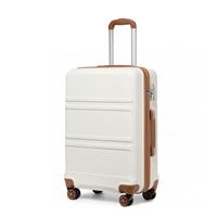 (Cream, 20-inch) 12/20/24/28 ABS Hard Shell Suitcase Spinner Wheels Luggage Trolley Travel Case