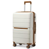 (Cream, K2392L NY 24 SUITCASE) British Traveller Hard Shell Suitcase