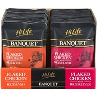 HiLife Banquet - Wet Dog Food - Flaked Chicken Breast, Rice, Liver, Veg - 100% Natural Ingredients, 30 Pouches x 100g