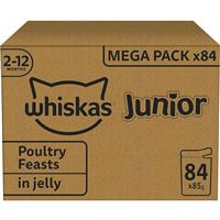 Whiskas Junior Poultry Selection in Jelly 84 Pouches, Wet Kitten & Cat Food, Selection of Chicken, Duck, Poultry & Turkey, Megapack (84 x 85 g)