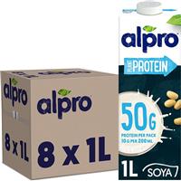 Alpro Soya High Protein Plant-Based Long Life Drink, Vegan & Dairy Free, 1L (Pack of 8)