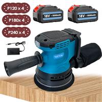 Cordless Brushless Orbital Sander 125mm +12x Discs+2Battery 5.5A+Charger-MakitaDBO180Z Compatible