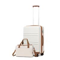 (20 Inch+Travel bag) 20/24/28 Inch ABS Hard Shell Suitcase Set Trolley Hand Cabin Luggage & Travel Bag-Cream