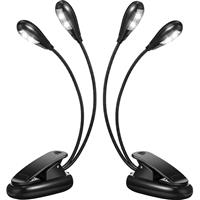 2Pcs Music Stand Light Clip on LED Book Lights Dual Arm Reading Lights for Books in Bed 360 Degree Adjustable Clip