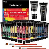 Fantastory Acrylic Paint Set 24 Colour Non Toxic Non Fading Brush Kit