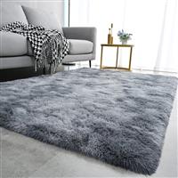 (200cm x 290cm (6ft 7 x 9ft 6)- Large Area Rug) Grey Shaggy Rugs Living Room Bedroom Runner Mats