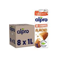 Alpro Almond No Sugars Plant-Based Long Life Drink, Vegan & Dairy Free, 1L (Pack of 8)