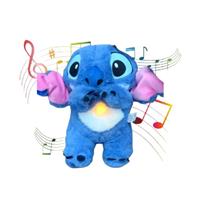 (Blue) Stitch Kid Breathing Musical Soothing Doll Sleep Toys Anxiety Relief Plush Toys