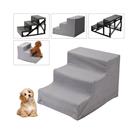 3 Steps Pet Dog Ladder Soft Stairs Puppy Washable Cover Ramp Folding Doggy Grey