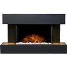 Adam Fires Manola Wall Mounted Electric Fire Suite with Downlights & Remote Control in Charcoal 