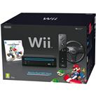 Nintendo Wii Console (Black) with Mario Kart Wii: Includes Wii Wheel and Wii Remote Plus