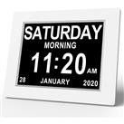 (White) Calendar Memory Loss Day Clock with Digital Photo Frame, Extra Large Non-Abbreviated Day & Month
