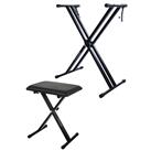 (Double Brace Stand + Chair) Piano Keyboard Stand Chair Stool