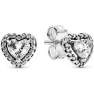 Pandora Jewelry Elevated Heart Stud Cubic Zirconia Earrings in Sterling Silver