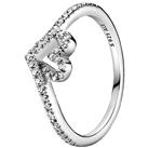 Pandora Wish Sparkling Wishbone Heart Ring Sterling Silver / Ring Size 54