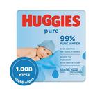Huggies Pure, Baby Wipes, 18 Packs (1008 Wipes Total) - 99 Percent Pure Water Wipes - Fragrance Free