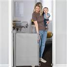 (Grey) Retractable Gate for Babies and Dogs Extends to 130 cm Extra Wide Safety Baby Stair Gate