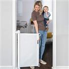 (White) Retractable Gate for Babies and Dogs Extends to 130 cm Extra Wide Safety Baby Stair Gate
