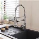 (Sliver) Stainless Steel Kitchen Faucet with Pull Down Spring Spout and Pot Filler