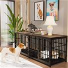 (Black, Extra Large 107 x 71 x 81cm) Heavy Duty Dog Kennel Wooden Dog Crate Puppy Cage End Table