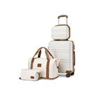 4Pcs Cream Travel Set 12+20 Inch ABS Hard Shell Suitcase and Travel Bags
